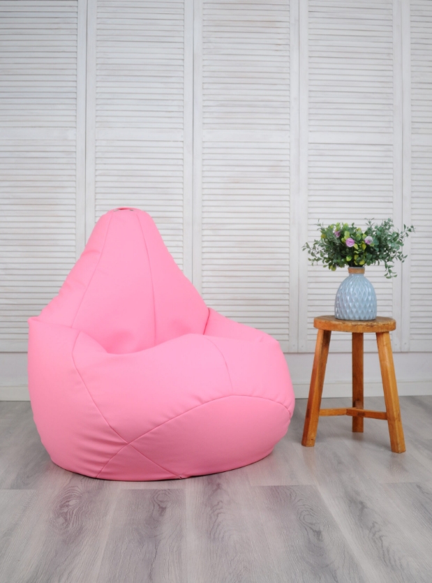 Рожеве крісло груша з екошкіри