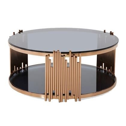 Круглий дизайнерський столик зі скляними стільницями у стилі модерн