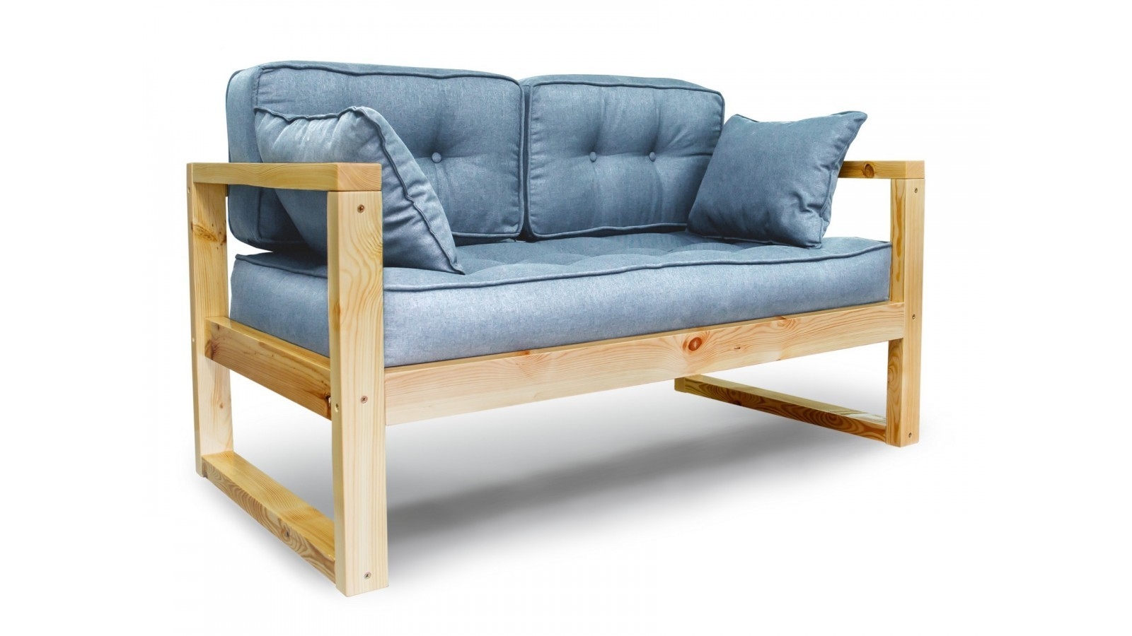 Купити прямий дерев'яний диван із масиву у стилі ЛОФТ