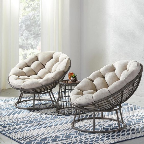 Купити комплект ротангових меблів для відпочинку 2 крісла папасан+столик