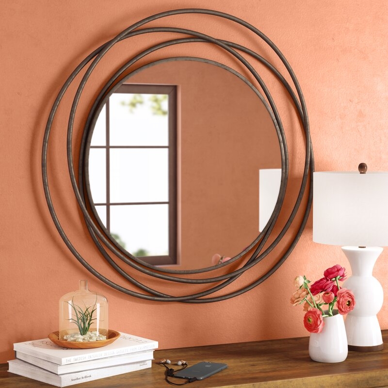 Кругле дзеркало на стіну в стилі лофт