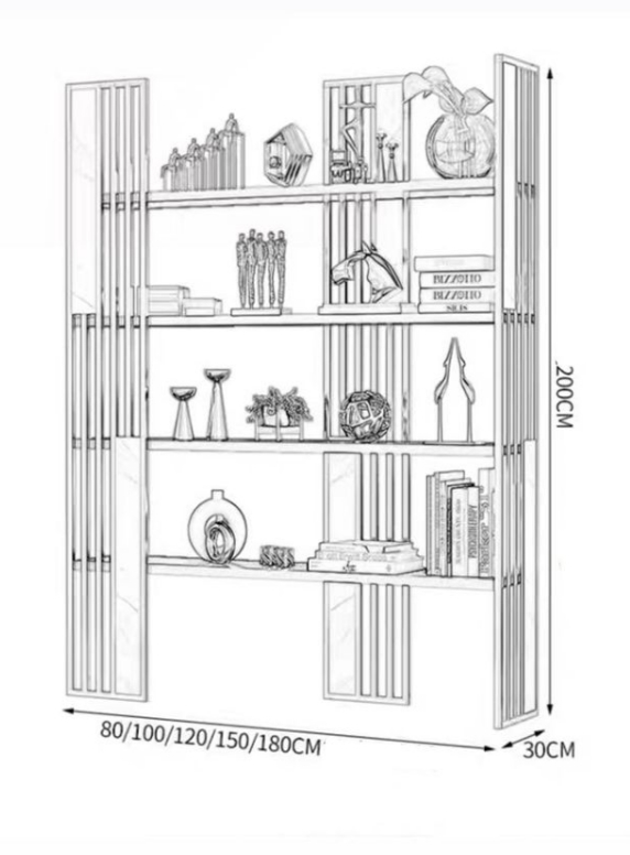 Дизайнерський стелаж для книг у стилі LOFT у золотому кольорі